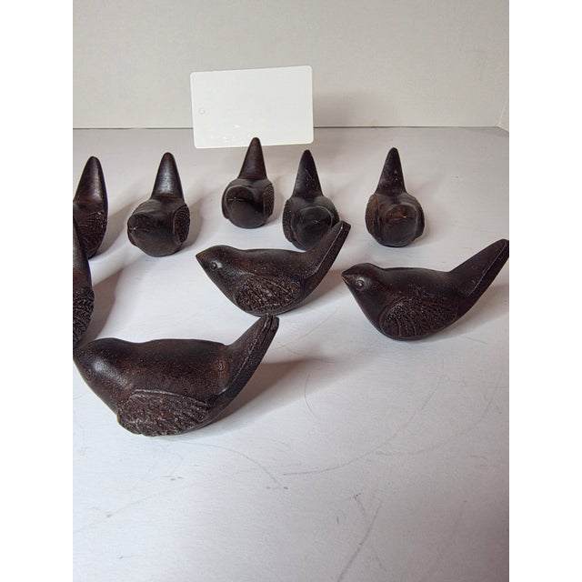 Rustic Collection of Bronze Bird Place Card Holders 9 For Sale - Image 3 of 7