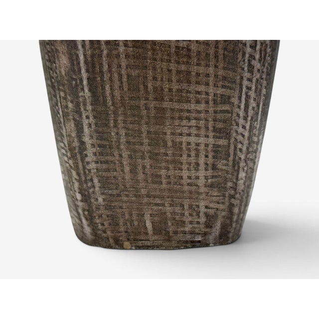 Ceramic Ingrid Atterberg, Ekeby, Swedish Mid-Century Modern, Tan Vase, Stoneware,1960s For Sale - Image 7 of 10
