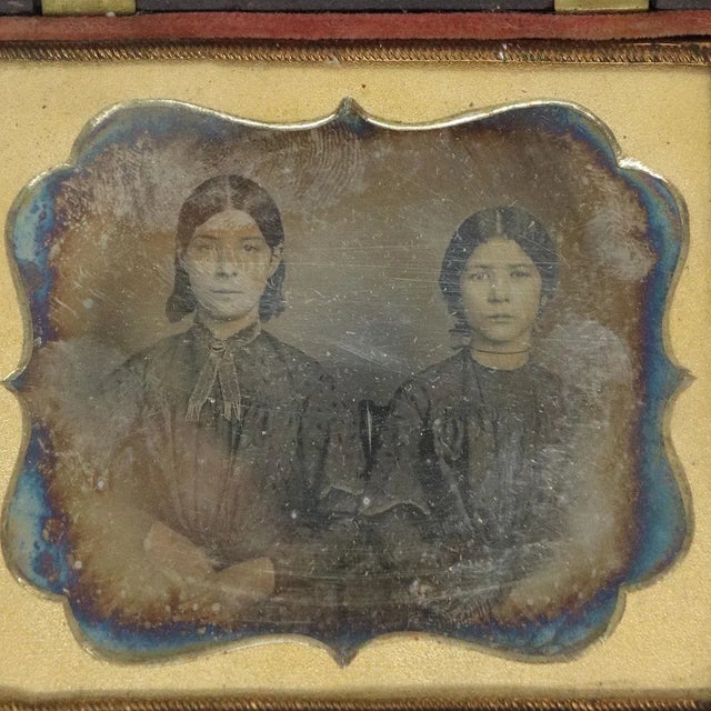 Mid 19th Century 19th Century American Thermoplastic Union Case Ambrotype Photograph of Two Sisters For Sale - Image 5 of 9