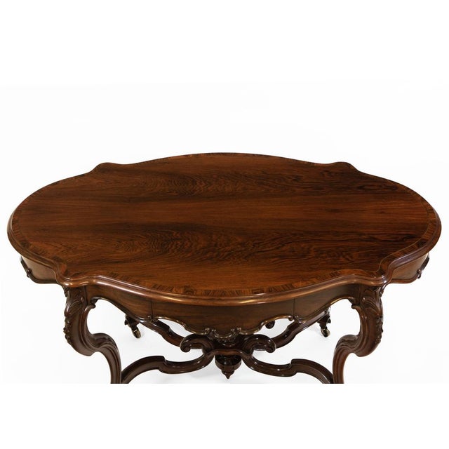 Rococo Victorian Rosewood Rococo Revival Carved Centre Hall Table, 1850s For Sale - Image 3 of 18