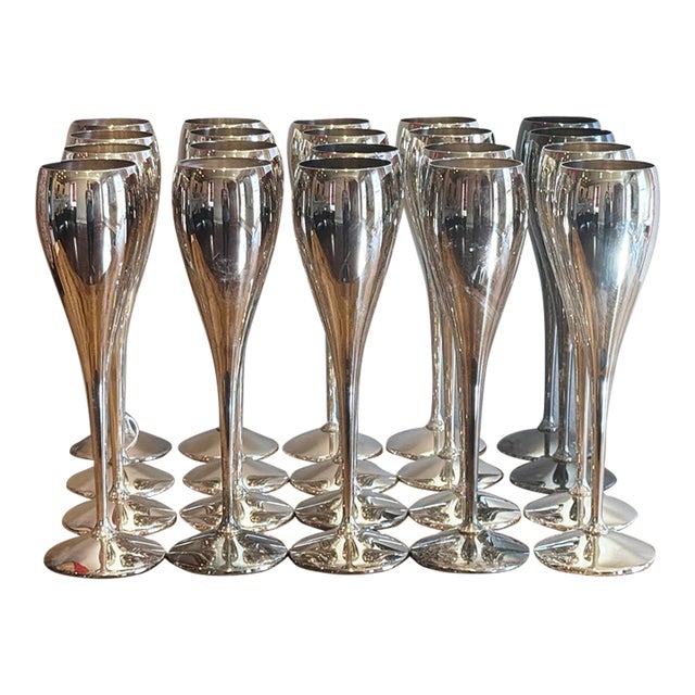 Vintage Kirk Stieff Silver-Plated Champagne Flutes - Spain, Set of 20 For Sale
