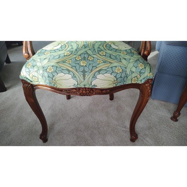 Green Vintage Italian Chair Reupholstered in William Morris Print For Sale - Image 8 of 11