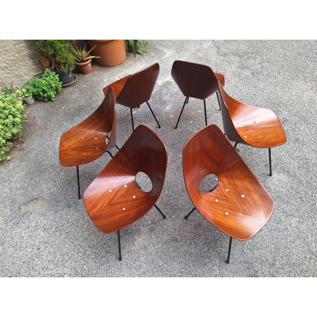 Wood Chairs by Vittorio Nobili for Medea, 1950s, Set of 6 For Sale - Image 7 of 14
