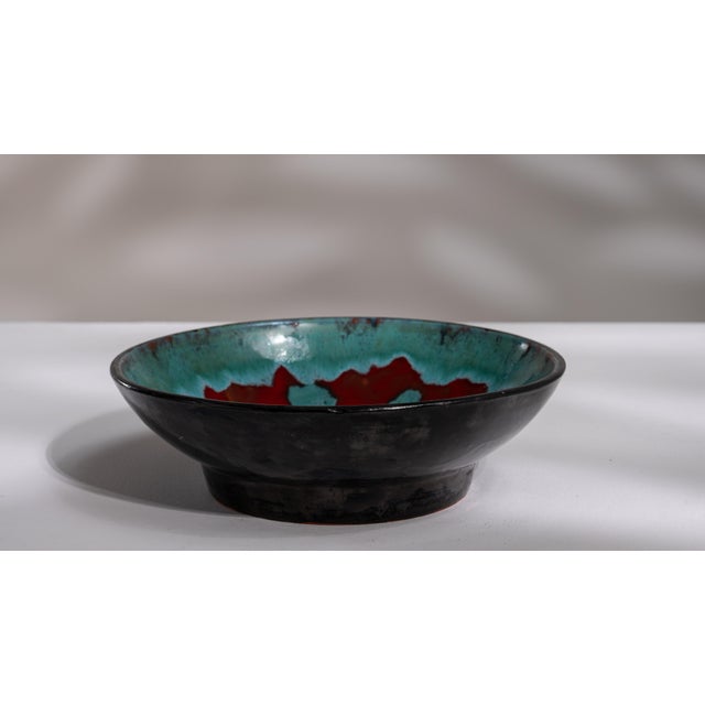 1970s Italy Teal Ceramic Serving Bowl For Sale - Image 9 of 15