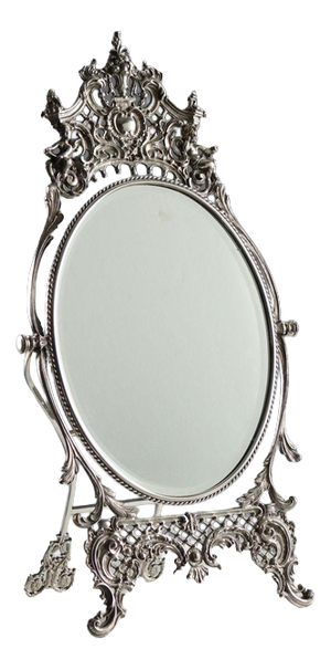 Table Mirror in Silver Metal