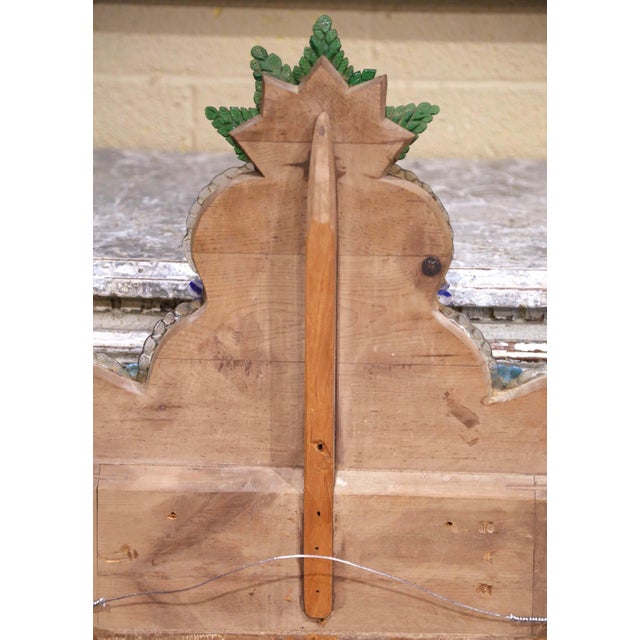 19th Century Venetian Cushion Overlay Wall Mirror With Murano Glass Flowers For Sale - Image 12 of 12