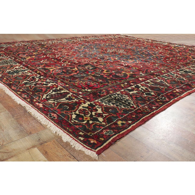 Red Antique Persian Bakhtiari Rug -10'02 X 11'10 For Sale - Image 8 of 10