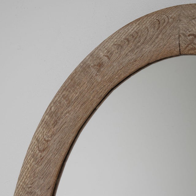 French Provincial 1900-1909 France Weathered Whitewash Cerused Oval Wall Mirror For Sale - Image 3 of 8