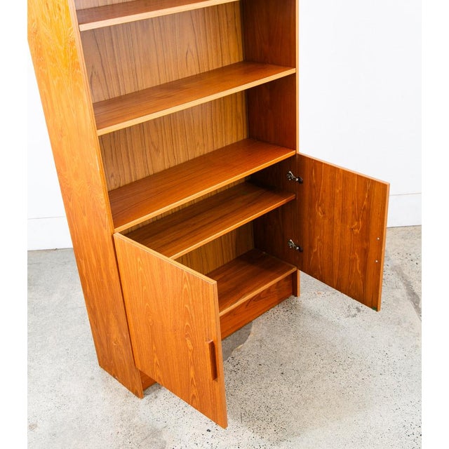 1960s Mid Century Danish Modern Credenza Bookshelf Cabinet Teak Shelves Cabinet Doors For Sale - Image 12 of 12
