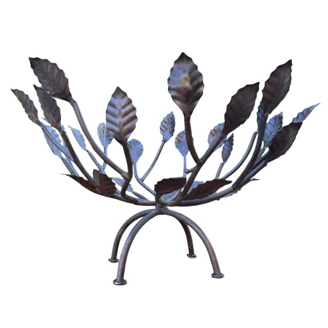 Mid 20th Century Vintage Brutalist Hand Forged Metal Leaf Centerpiece Bowl Sculpture For Sale - Image 5 of 11