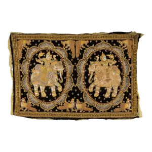 19th Century Kalaga Tapestry with Stones, Sequins & Colorful Thread