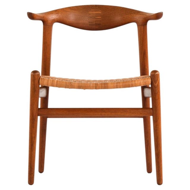 Scandinavian Modern JH-505 Cowhorn Chair in Teak and Cane attributed to Hans J. Wegner, 1952 For Sale - Image 10 of 10