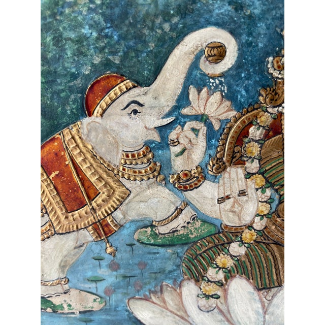 Antique Indian Tanjore Goddess Laxmi Painting For Sale - Image 4 of 14