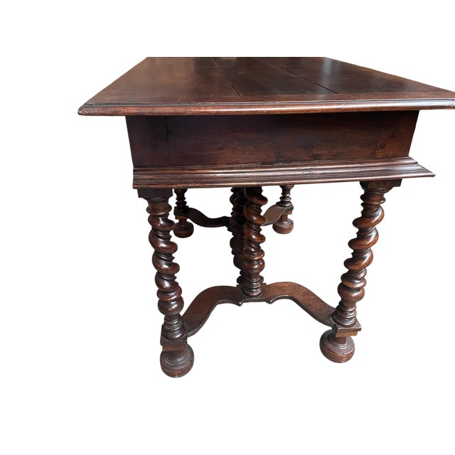 French Walnut Side Table with Twisted Turned Legs For Sale - Image 5 of 6