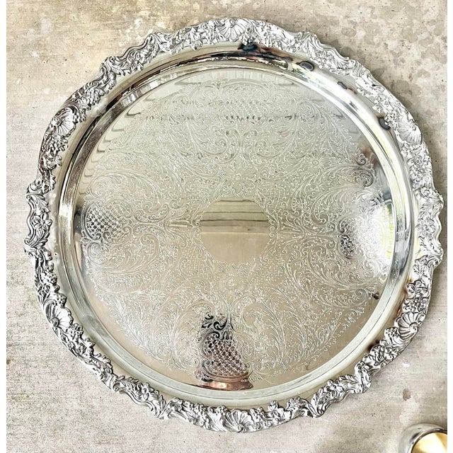 Metal 1980s F.B. Rogers Silverplate Massive Punch Bowl Set, 12 Cups Plate Ladle Bowl - 15 Piece For Sale - Image 7 of 11