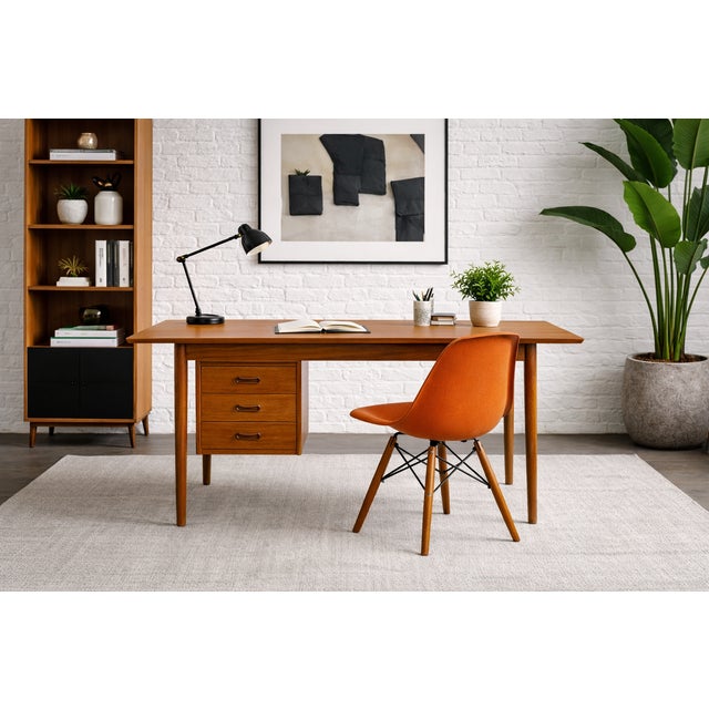 Arne Vodder Mid Century Modern Teak Double Sided Desk | Expandable Danish Drop Leaf Desk, 1960's For Sale - Image 4 of 16
