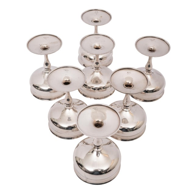 Silver Antique American Sterling Silver Gilt Art Deco Sherbet Cocktail Wine Goblets - Set of 7 For Sale - Image 8 of 10