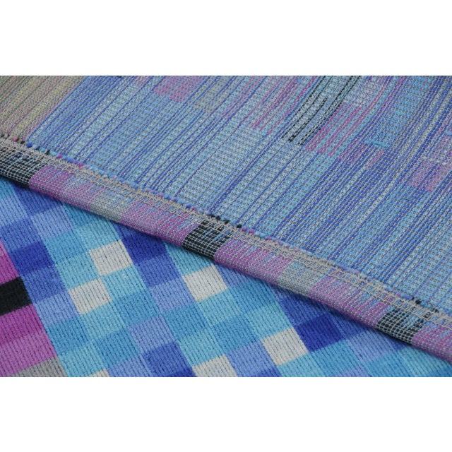 Textile Vintage Square j.c Bissery Signed Modernist Tapestry in Blue Tones - Rug & Kilim For Sale - Image 7 of 7