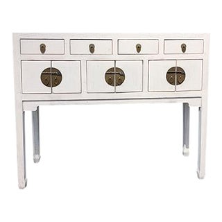 Asian White Lacquer Extended Beijing Console Table For Sale