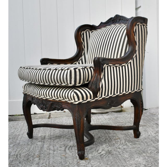 Vintage Carved Oak Country French Style Boudoir Chair For Sale - Image 4 of 12