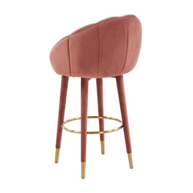 Transitional Myla Salmon Swivel Bar Stool For Sale - Image 3 of 9