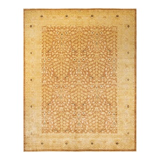 Eclectic, One-of-a-Kind Hand-Knotted Area Rug in Yellow, 9' 2" x 11' 8" For Sale