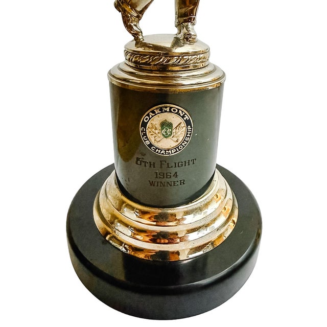 Silver Mid-Century 1964 Oakmont Club Men's Championship Figural Golf Trophy For Sale - Image 8 of 8