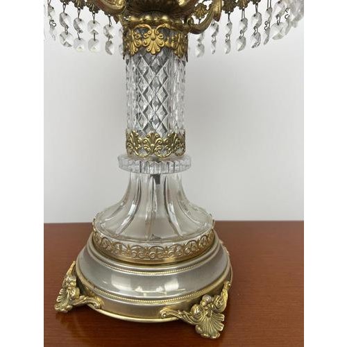 Vintage French Style Crystal Table Lamp in Brass For Sale - Image 13 of 16
