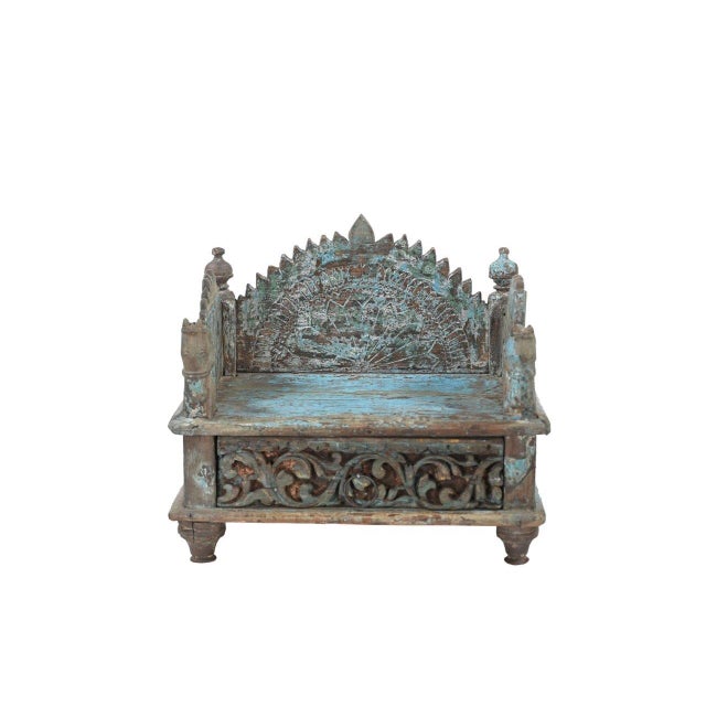 This Vintage Indian Painted Teakwood Small Temple is a beautifully carved shrine handcrafted from solid teakwood....