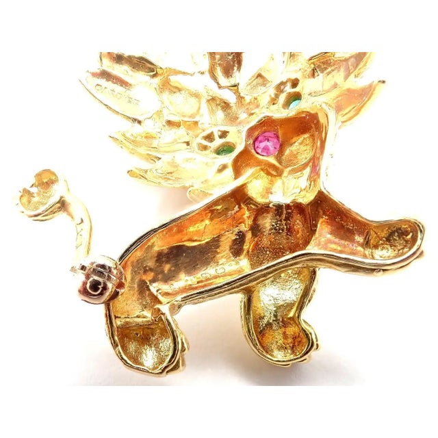1960s Vintage Cartier Whimsical Dragon Lion Diamond Ruby Emerald Pin Brooch For Sale In Philadelphia - Image 6 of 12