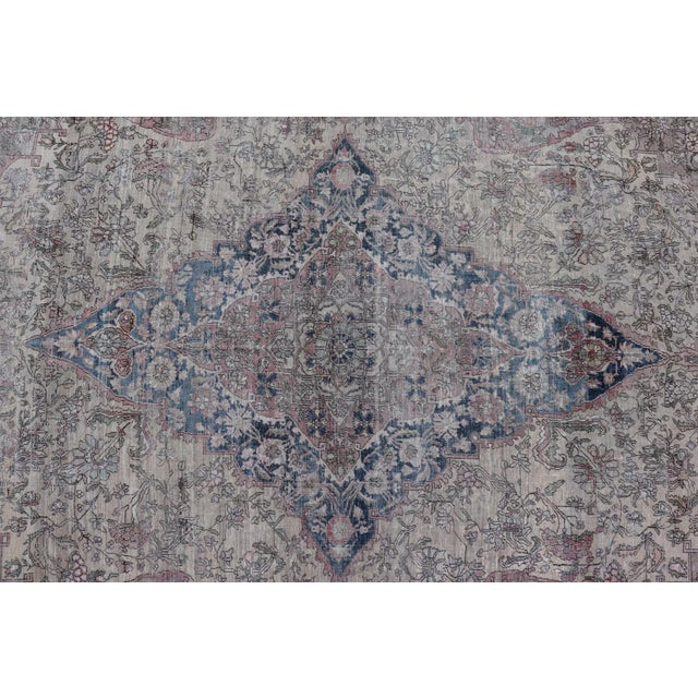 Late 19th Century Antique Persian Silk Mohtesham Rug With Central Medallion 7'0 X 10'5 For Sale - Image 5 of 15