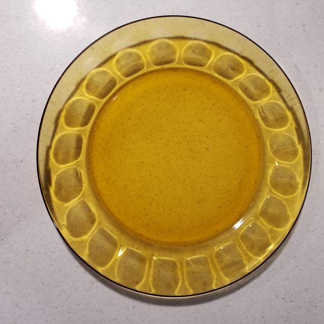 1970s Arcoroc France Clear Amber Salad Glass Plates A Pair Chairish
