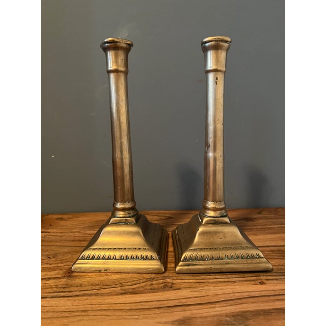 1920s Set of 2 Brass Candle Holders, 1920s For Sale - Image 5 of 6