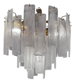 Veneered-White Listelli Alabastro Chandelier by Simoeng