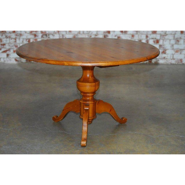 English Country Round Pine Pedestal Dining Table Chairish