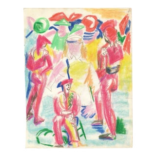1955 Marianna Van Rossen Hoogendyk Mid Century Modern Drawing For Sale