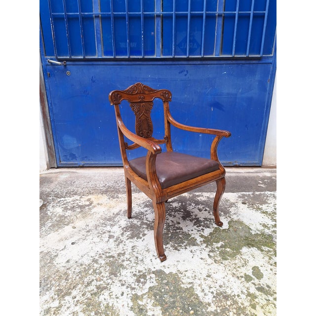 Carlo X Walnut and Leather Armchair For Sale - Image 4 of 15