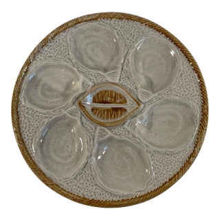 1970s French Majolica Oyster Plate by Saint Clement For Sale