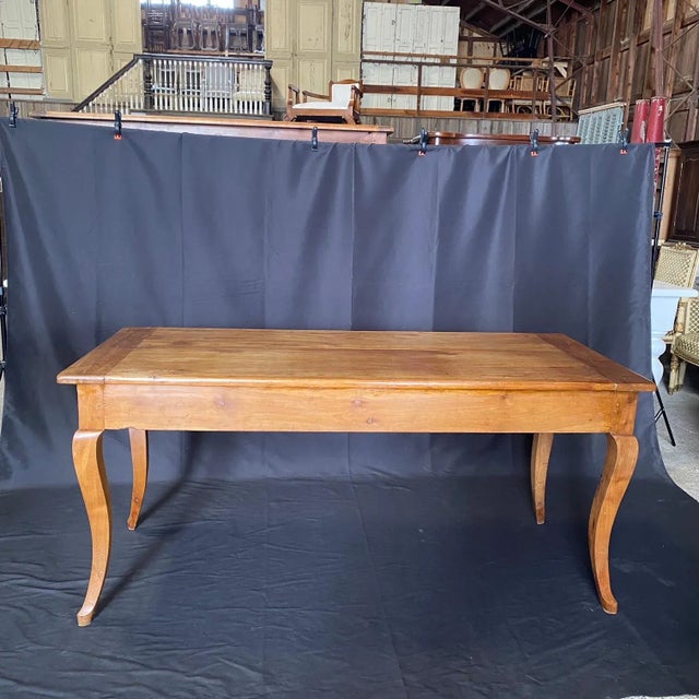 French Provincial Cherry Farmhouse Harvest Dining Table With Bread Board For Sale - Image 4 of 12