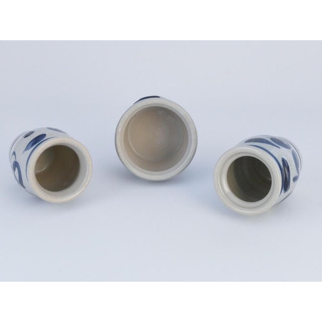 Stoneware Jars with Cobalt Blue Floral Motif from Westerwald, Germany, Set of 3 For Sale - Image 4 of 11