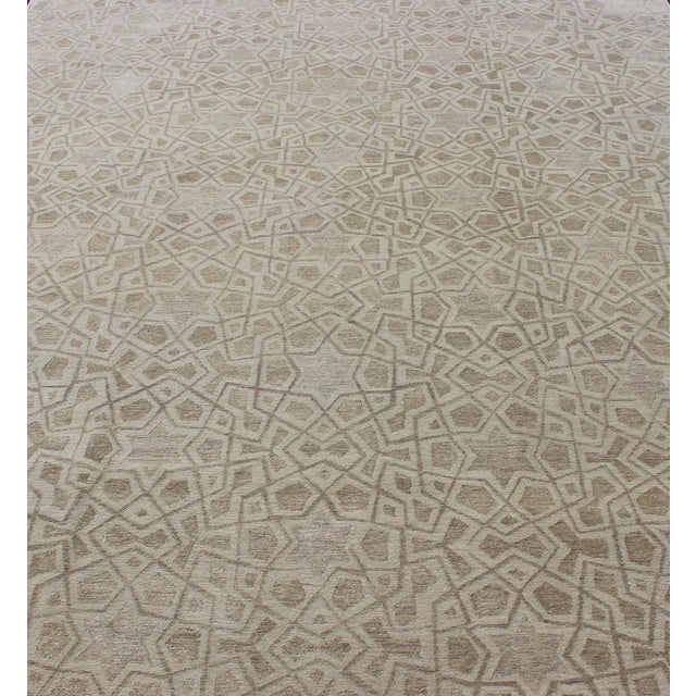 Early 21st Century Wool and Silk Tan and Taupe Tibetan Rug by Keivan Woven Arts 8'10 X 11'11 For Sale - Image 5 of 12