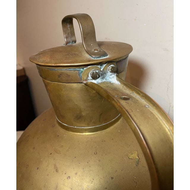 Large Heavy 19th Century Brass Copper Civil War Navy Water Milk Jug Metalware For Sale - Image 11 of 15