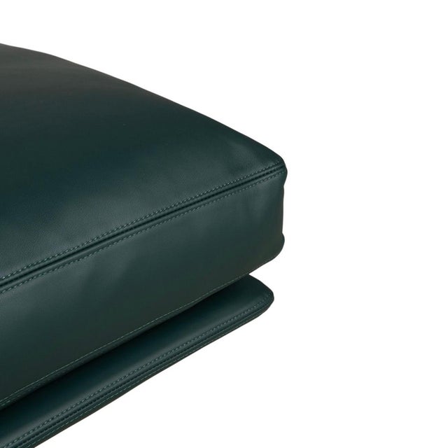Set of Green Leather Boss Armchair and Ottoman with Manual Function from Flexform For Sale - Image 9 of 18