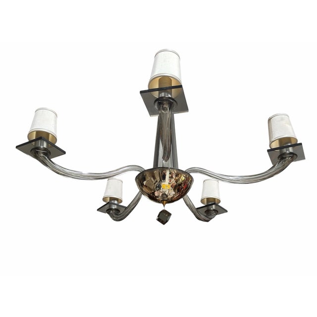 Modern Donghia Stellare Smoked Murano Glass 5 Arm Chandelier For Sale - Image 3 of 6