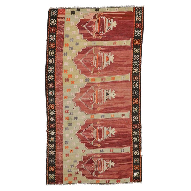 Textile Vintage Turkish Prayer Kilim Rug For Sale - Image 7 of 7
