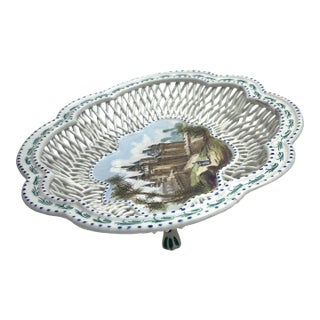Lille France Faience Lattice Centerpiece Bowl For Sale
