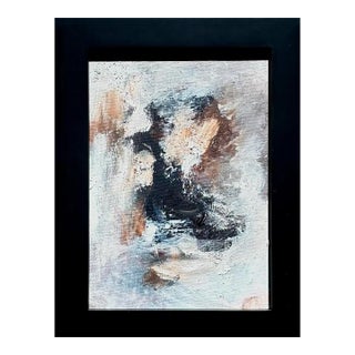 Vintage Boho Miniature Painting in Wood Frame For Sale