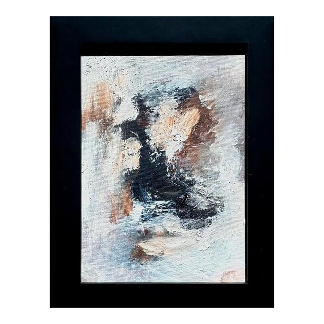 Vintage Boho Miniature Painting in Wood Frame For Sale