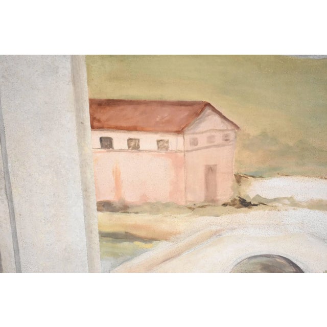 Vintage Large Painting Oil on Canvas of a Tuscan Landscape. For Sale In Houston - Image 6 of 10