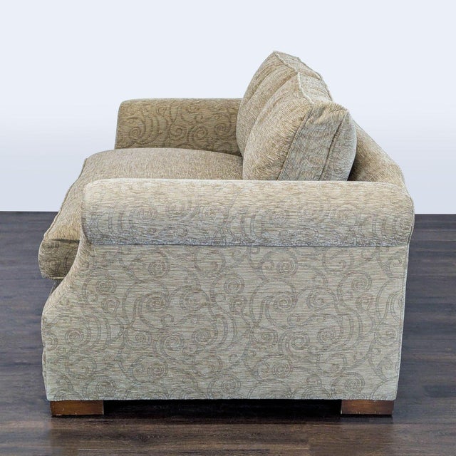 Traditional Traditional Patterned Loveseat With Rolled Arms For Sale - Image 3 of 9